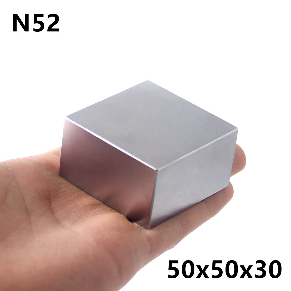 1 Pcs Blok 40X40X20 Mm/50X50X30 Mm Super Krachtige Sterke Zeldzame earth Blok Ndfeb Magneet Neodymium N52 Magneten: N52 50x50x30