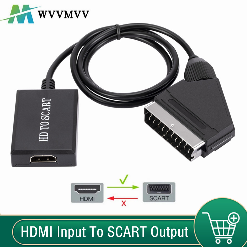 Adattatore convertitore Audio di lusso compatibile HDMI 1080P a SCART per TV HD DVD per cavo DC cielo scatola STB tappo e giocare a