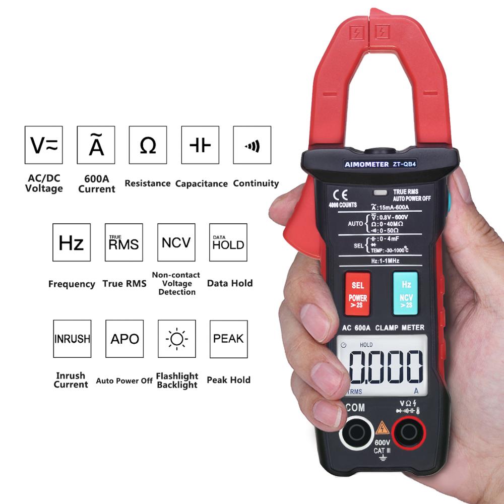 600a ström digital klämmätare automatisk ring smart tång amperemeter multimeter dc ac spänning temperatur ncv hz tester
