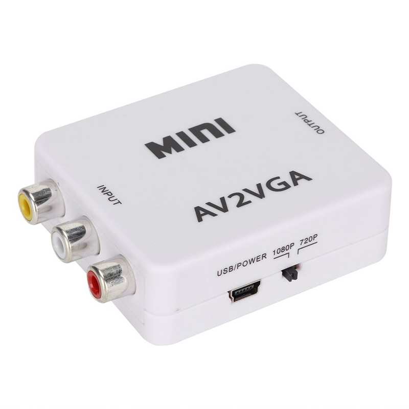 1080P Mini Video Convertor RCA AV to VGA Video Converter Conversor with 3.5mm Audio AV2VGA / CVBS + Audio to PC HDTV