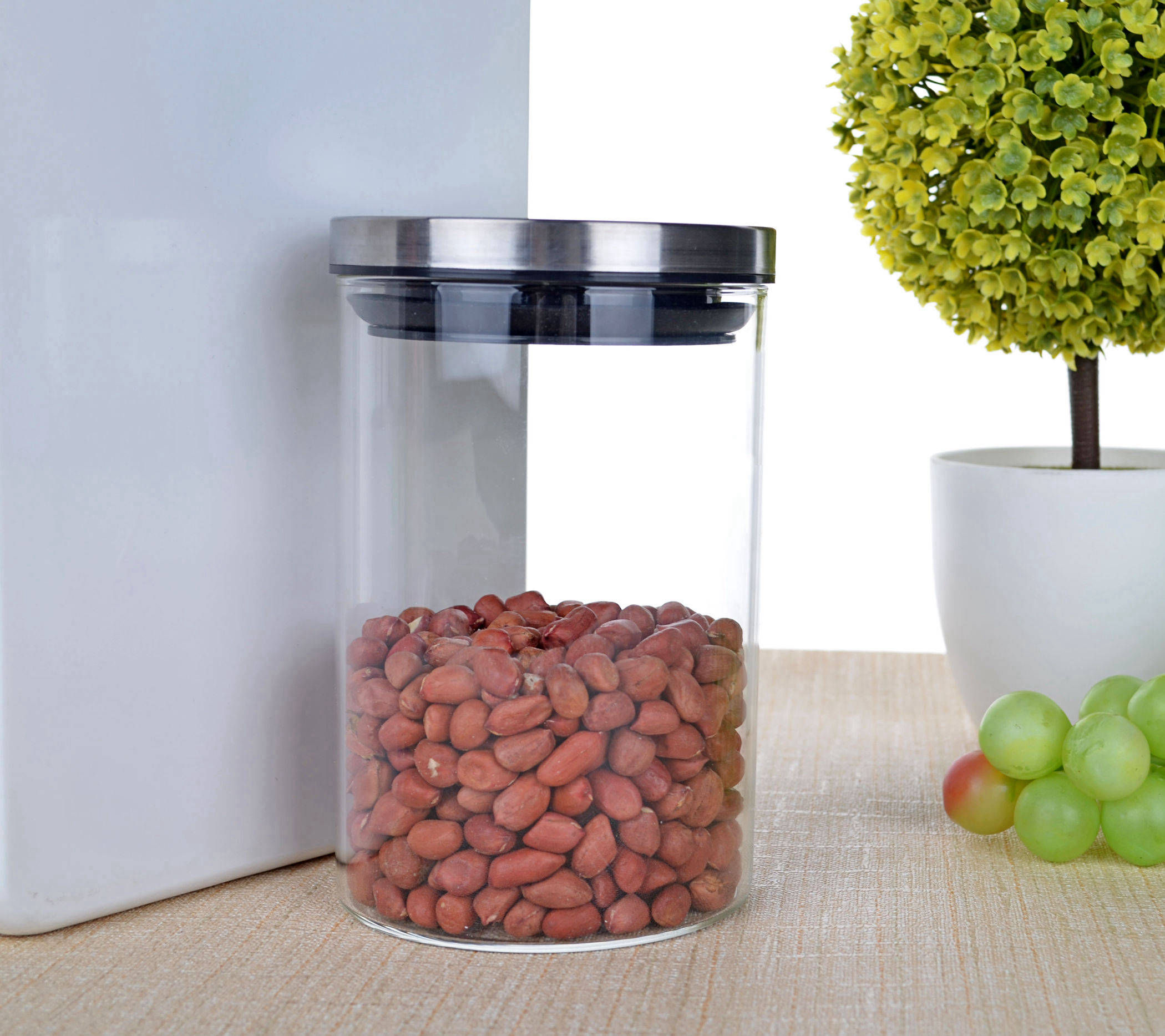 Glass Pantry Organization and Storage Jars Kitchen Food Containers w/ Stainless Steel Lid