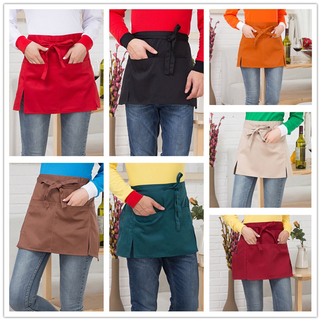 Multicolore bar pub cuisine hôtel restaurant café coton court demi taille tablier café serveur serveuse uniforme tablier cuisine #25