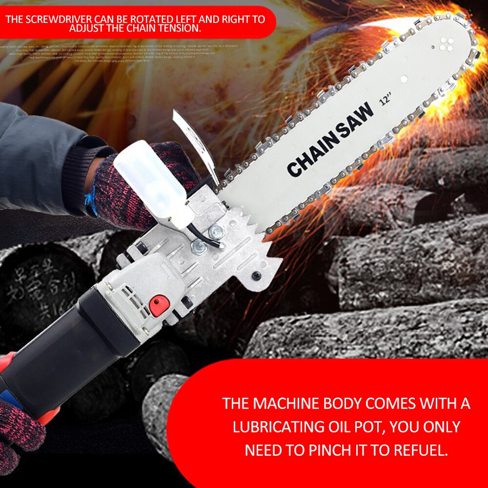 12 Inch Chainsaw Change Angle Grinder into Chain Saw Electric Tools with 10mm Connecting Rod and 11.5mm Connecting Rod