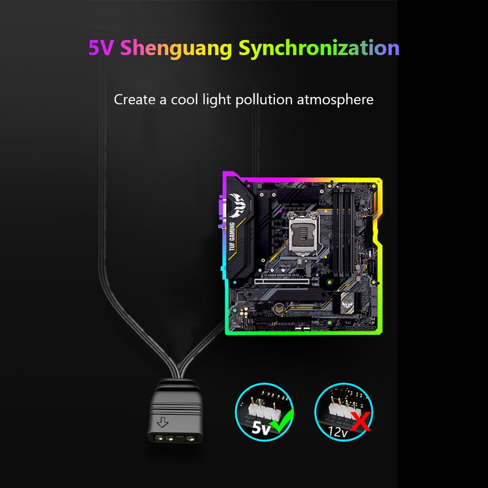 COOLMOON-conector ARGB de 5V y 3 pines para ventilador de ordenador, Cable de extensión de 1 a 2 y 4 ventiladores, Divisor de Cable de alimentación para placa madre