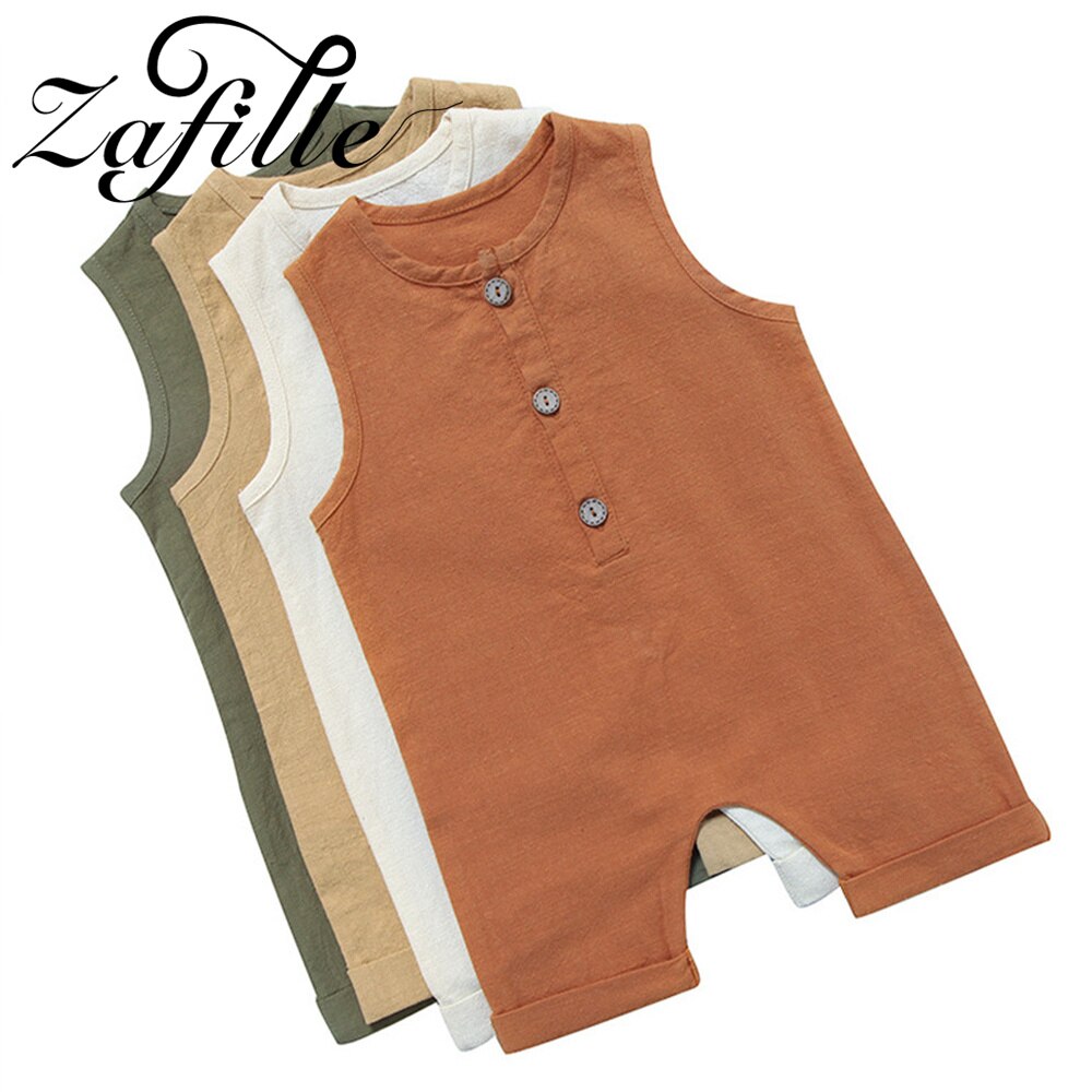 Zafille babykleidung für jungen, sommerkleidung für freundlicher und kleinkinder, strampler, ärmellose schlafanzüge, leinen-babyoutfits, #39