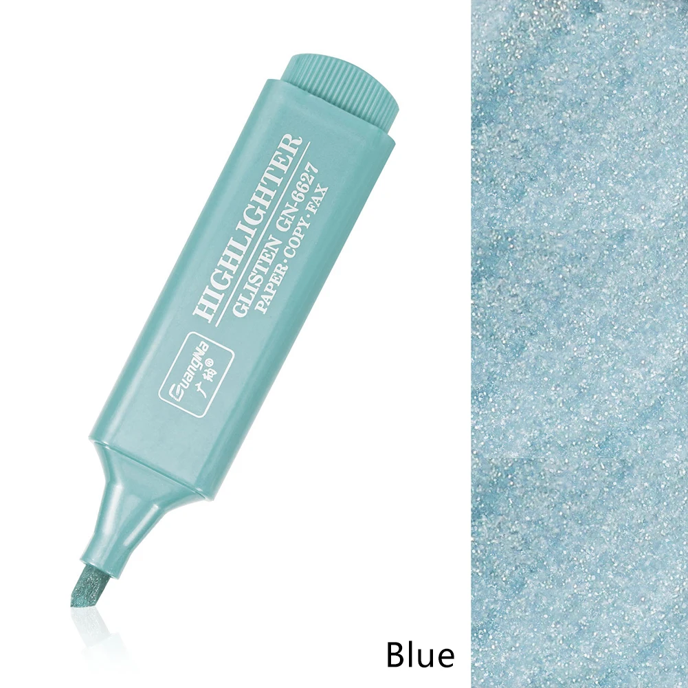 Resaltador metálico, marcadores fluorescentes con purpurina, bolígrafo brillante para tomar notas, 8 colores para diario, suministros para álbum de recortes, arte de dibujo: Azul