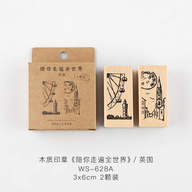 Tampons de voyage Vintage, tampons de voyage dans le monde, tampons en caoutchouc, tampons en bois, tampons standard, pour papeterie scrapbooking, DIY bricolage, 2 pièces/ensemble: 11