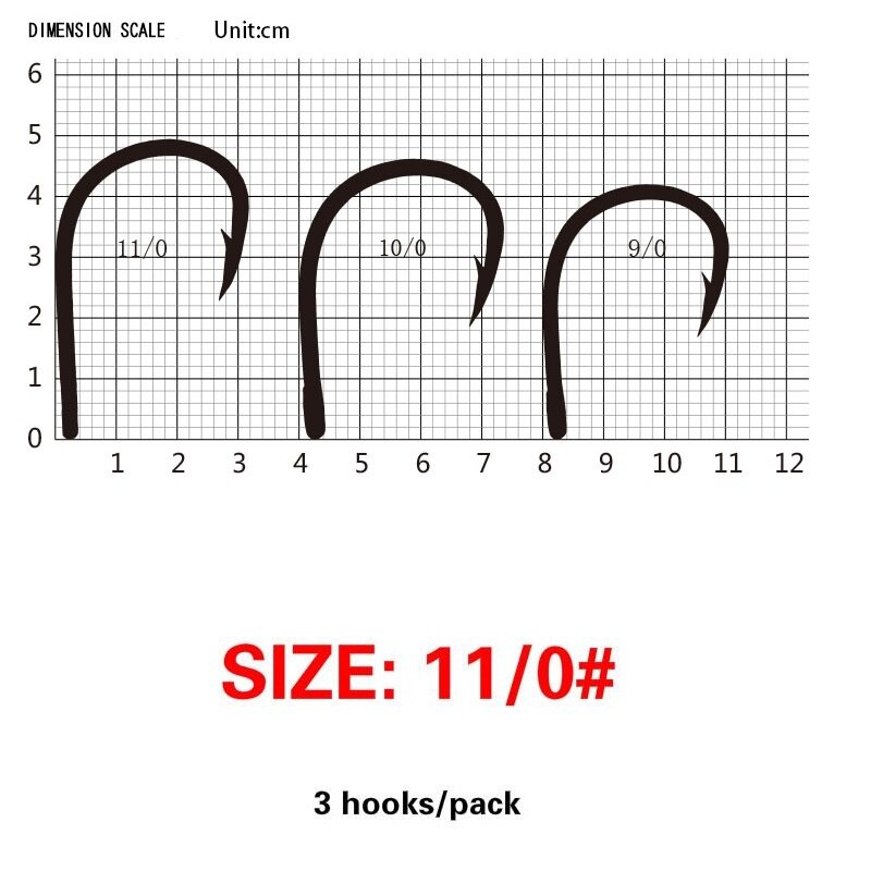 Mustad fiskekrokar 10827np- bn karp krok 1# 1/0 -12/0 södra olje jätte hav taggad fisk krok svart fisk: 11 0