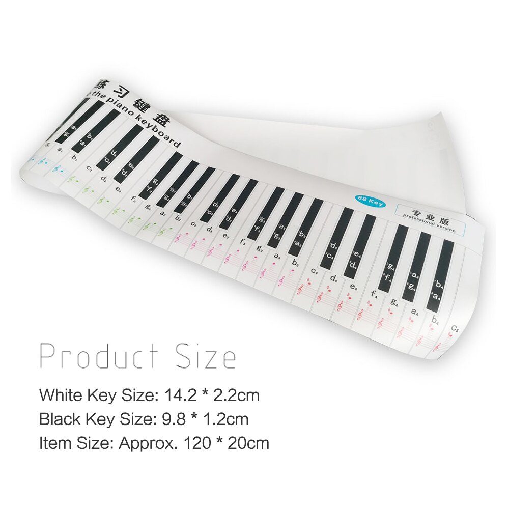 Version 88 Key Keyboard Piano Finger Simulation Practice Guide Teaching Aid Note Chart for Beginner Student