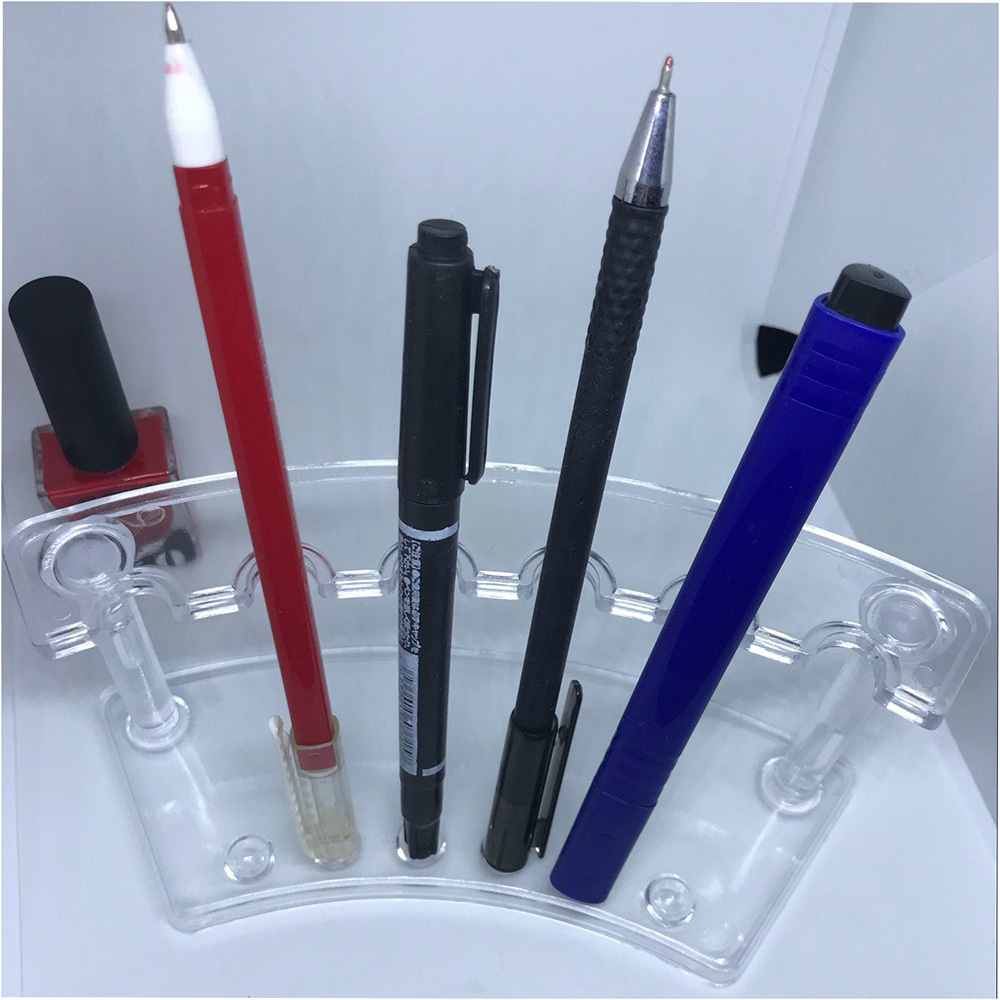6 Slot Plastic Pen Jewelry Display Holder Stand Rack Clear White Pen Holder Office Desk stationery organizer
