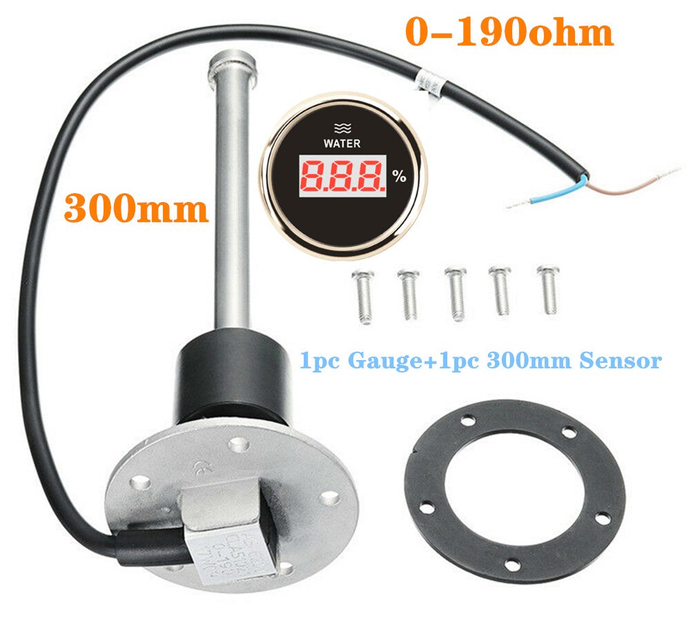 1Set Brand Auto 52mm 0-190ohm Digital Water Level Gauges with 100 150 200 250 300 350 450mm Water Level Sensors Sending Unit