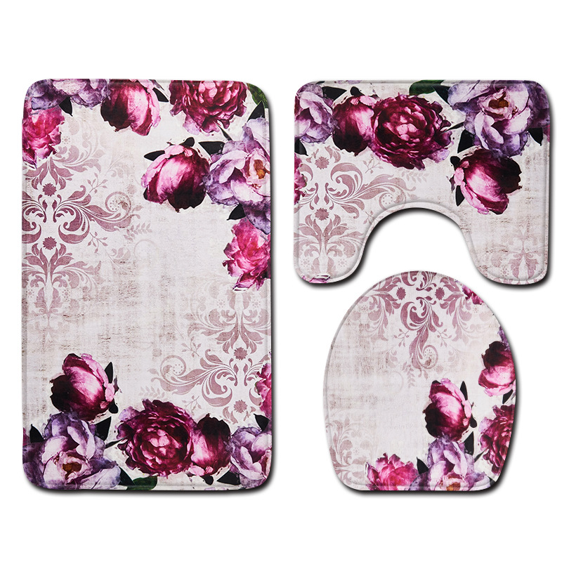 Juego de alfombrillas de baño T Purple Crocus, alfombras de baño antideslizantes, alfombra 3D de absorción de agua para decoración del hogar, 45x75cm, felpudo para inodoro: P47