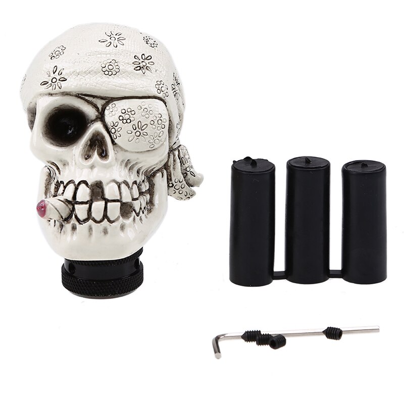 Universal Manual Gear Shift Knob Skull Pirate Pilot Series Gear Stick Shifter Replacements Car Accessories: Whit Pirate