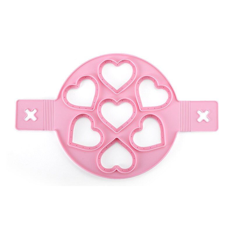 1Pcs Silicone Non Stick Fantastische Ei Pannenkoek Maker Ring Keuken Bakken Omelet Mallen Flip Fornuis Ei Ring Mold: Heart-shaped-pink