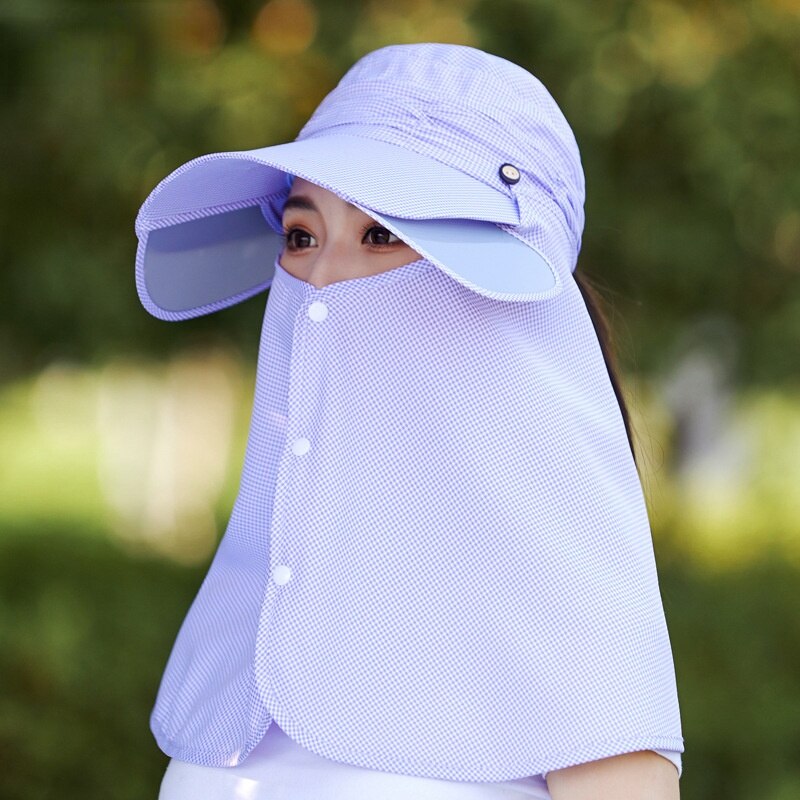 Zomer Zonnehoed Vrouwen Hoed Grote Rand Cover Gezicht Fietsen Zonnehoed Met Grote Velg Anti-Ultraviolet outdoor Fietsen Zonnehoed: Paars