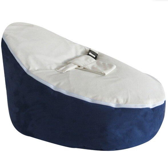 Zachte Baby Stoel Baby Bean Bag Bed Cover Zonder Vulmiddel Poef Voor Feeding Baby Snuggle Bed Met Riem Voor Veiligheid bescherming: Navy  n white