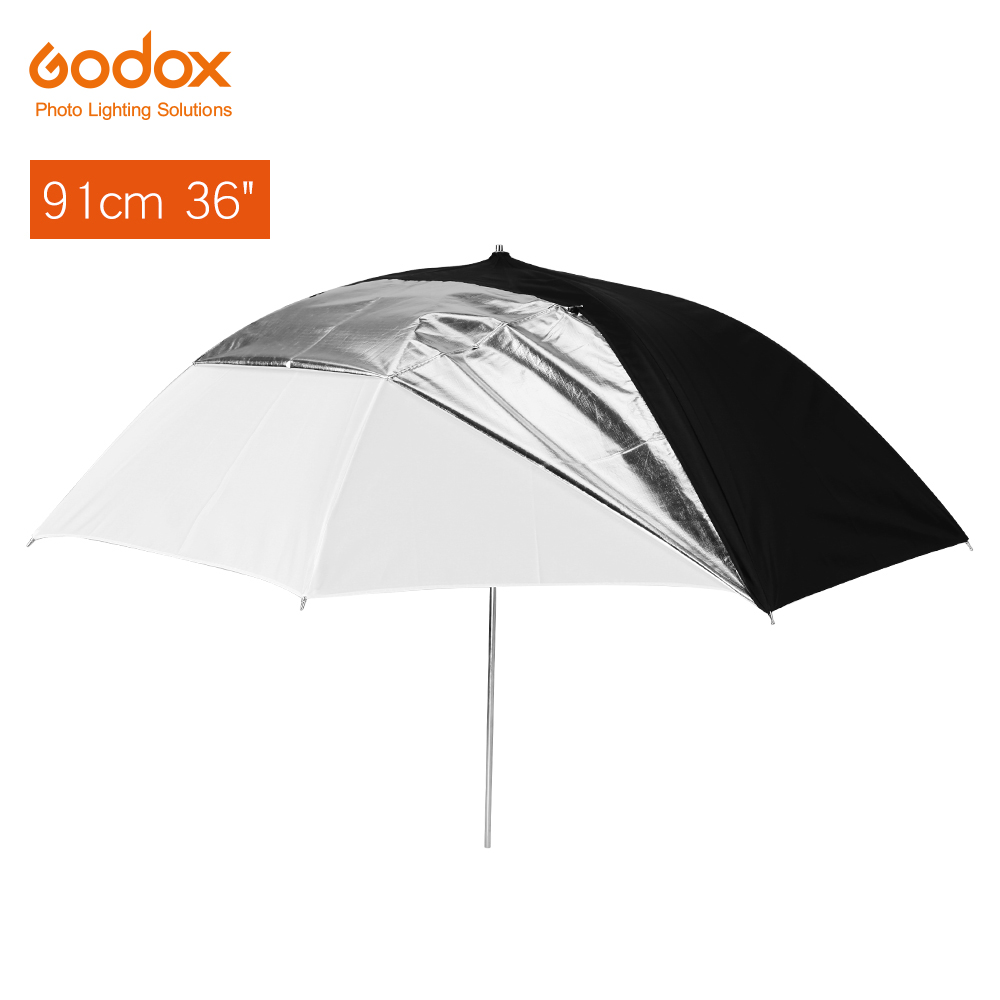 Godox 91cm 36 &quot; gennemskinnelig sort hvid paraply dobbelt lag reflekterende til studio flash strobe belysning