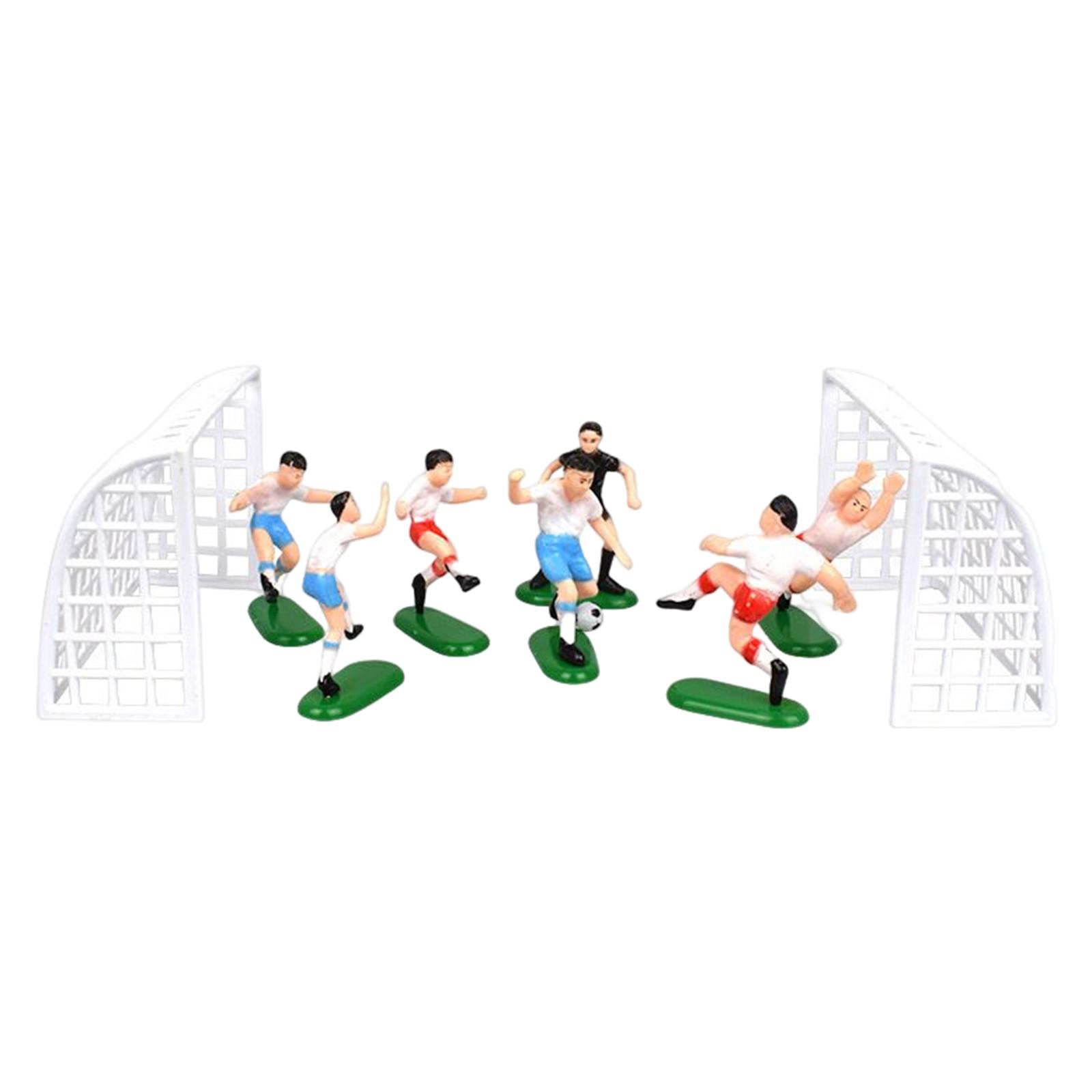Voetbal Cake Toppers Fittings Benodigdheden Doelpoort DIY Mini Spelers Decoraties voor Kinderen Verjaardag Voetbal Thema Bakken Cupcake: Fluorescentie Geel