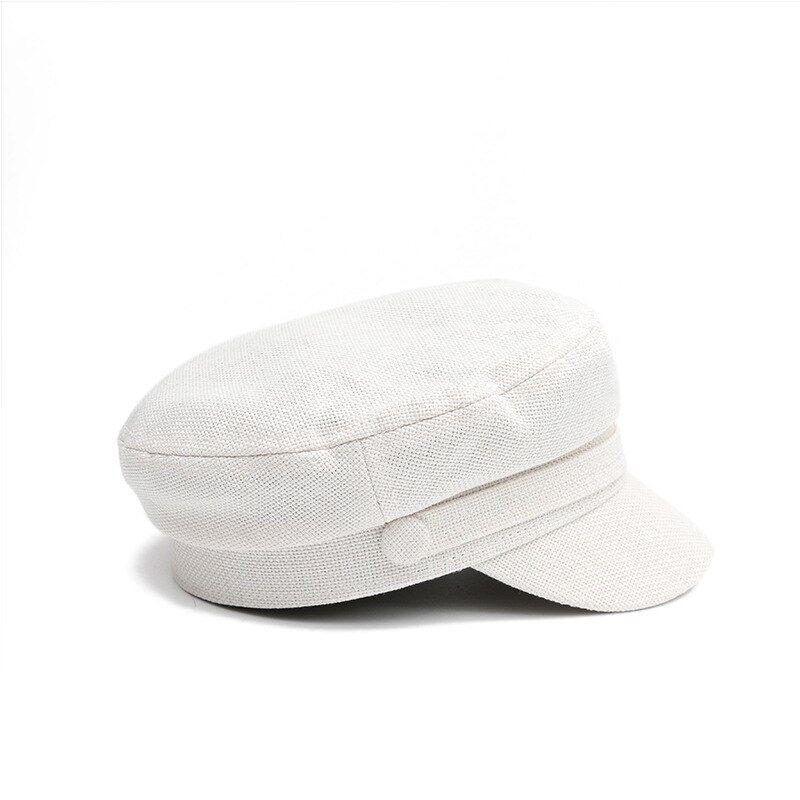 Boina de algodón transpirable para mujer, gorro plano octogonal informal, 036: white