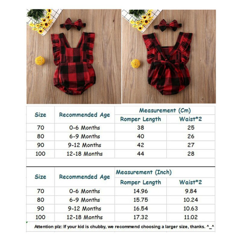 0-18m nyfødte baby drenge pige rompers jule plaid print jumpsuits pandebånd outfit julesæt