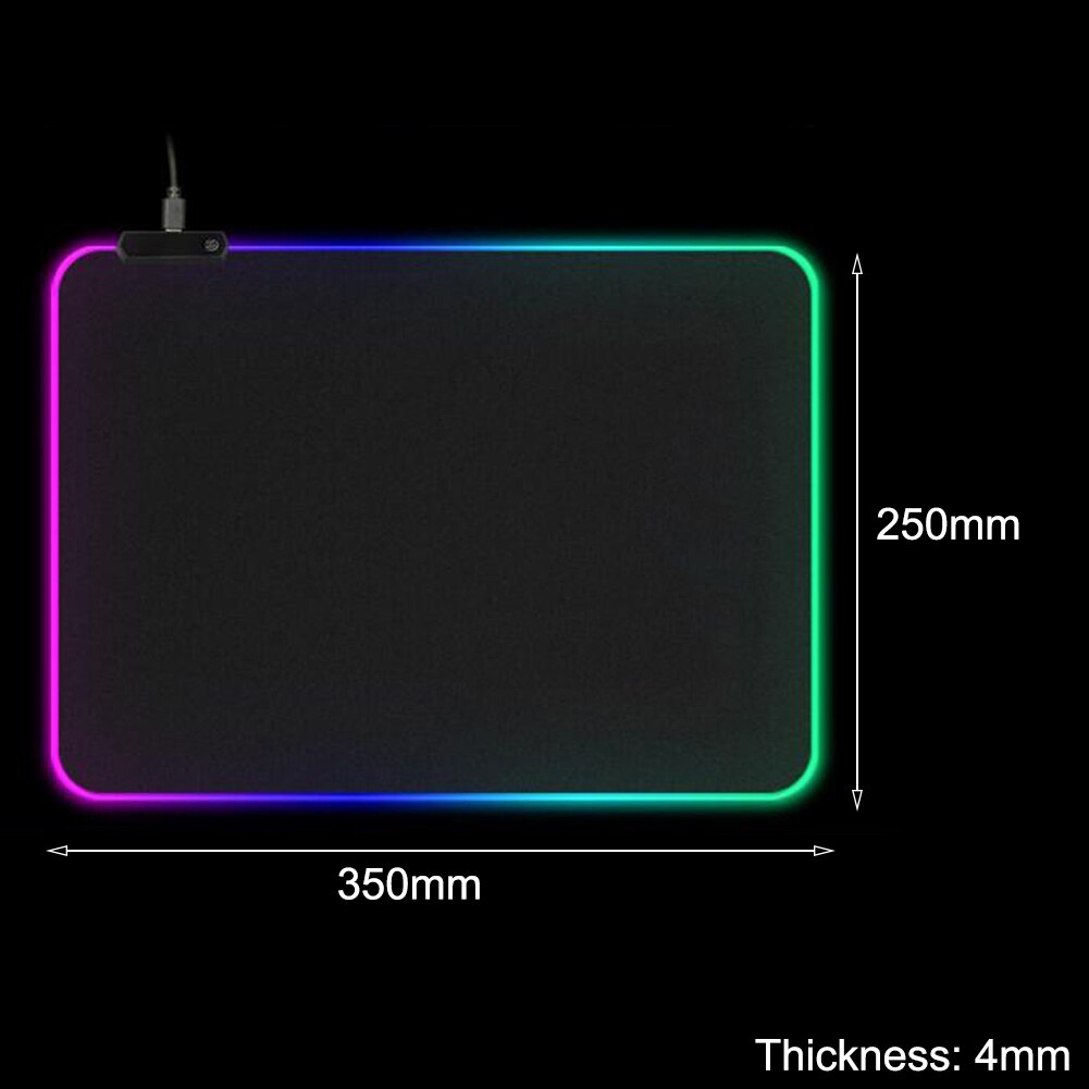 RGB Led Lighting Gaming Mouse Pad Mousepad 90x40cm Large Size Rubber Mice Mat Anti-slip Locking Edge Mouse Mat: 350x250x4mm