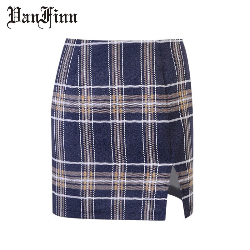De de Y2k falda las niñas Colegio viento colegiala de tartán falda horquilla abierta verano falda de cintura alta para mujeres Streetwear