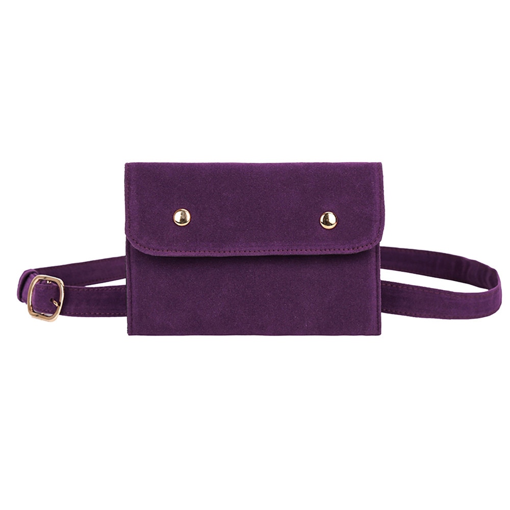 magnet Button Belt Women Pure Color Square Flock Buckle Solid Color Girl's Messenger Bag Chest Bag Waist Bags Damen Taschen