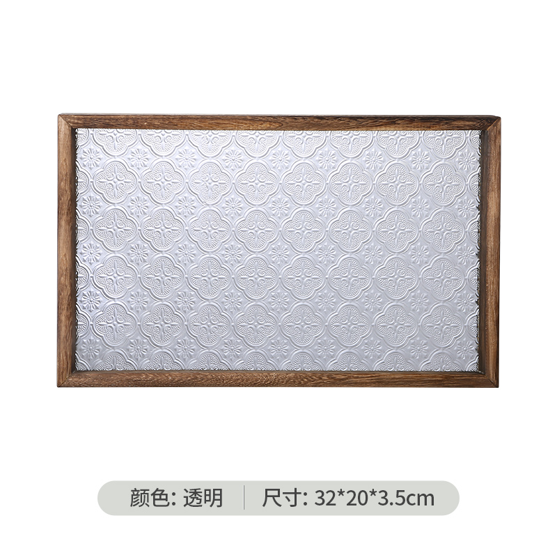 Retro Begonie Blume Tablett Rechteckige Platte Haushalt Holz Dessert Platte Tee Platte Glas Platte Wohnzimmer Desktop Dekoration: Orange