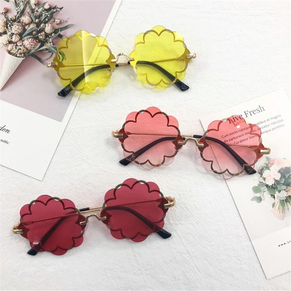 1ps Glasses Flower Goggles Cute Style Party Eyewear Children Outdoor Sun Cute Frame Party Kids Sunglasses Rimless