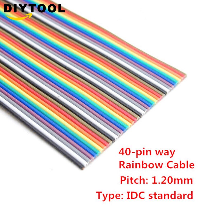 1M 40 pin Flat Color Rainbow Ribbon IDC Cable Wire Rainbow Cable