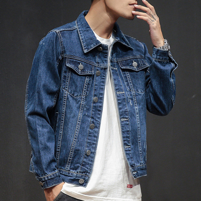 DIMUSI Autumn Mens Denim Jacket Men Trendy Casual Windbreaker Denim Jacket Male Bomber Ripped Cowboy Jeans Jackets Clothing: Dark Blue / M