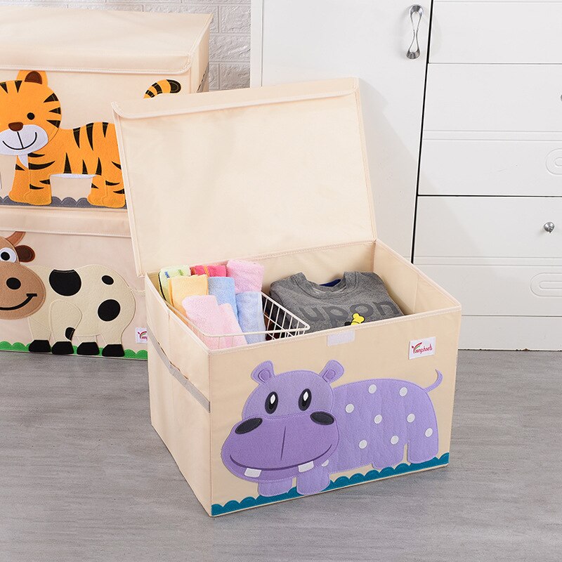 Cube Folding Storage Box Cute Cartoon Animal Storage Basket Felt Cloth Fabric Foldable Storage Bins For Nursery Toys Organizers