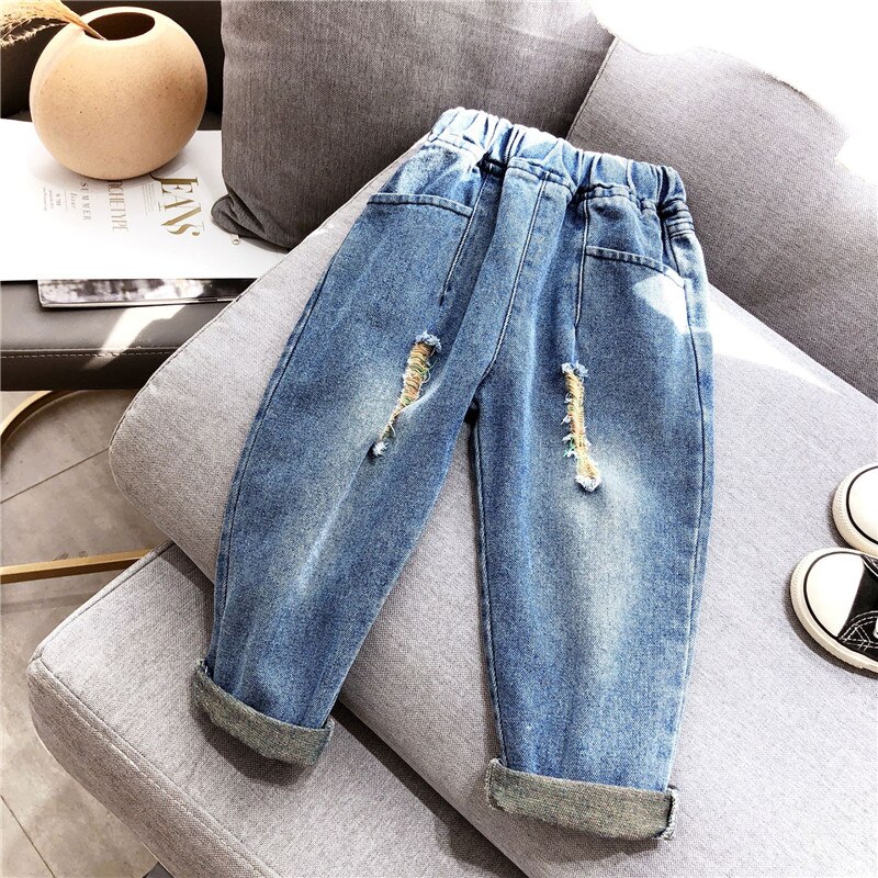 Gooporson Fall Jeans Kids Girl Broken Hole Denim Trousers Toddler Girls Casual Jeans Autumn Korean Denim Pants Legs: 7T
