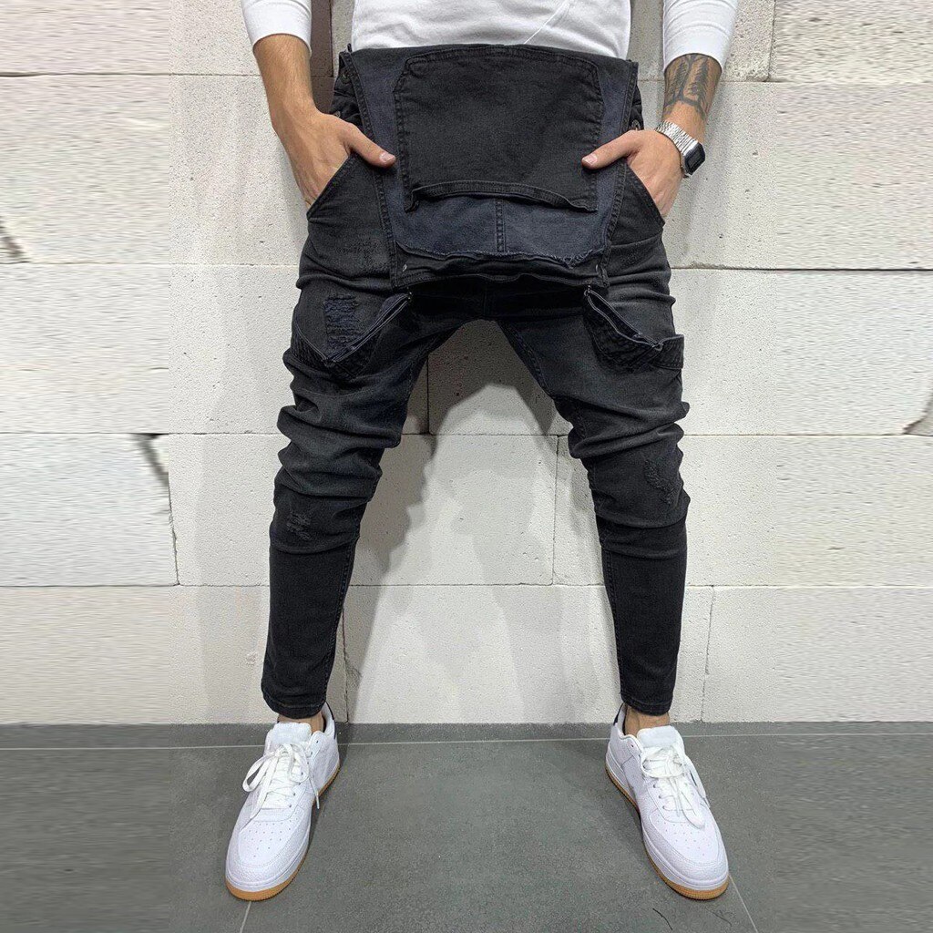 Y2K Zipper Denim Overalls With Pockets Fashion Loose Suspender Jumpsuit Streetwear Jeans Pants Womens Clothing