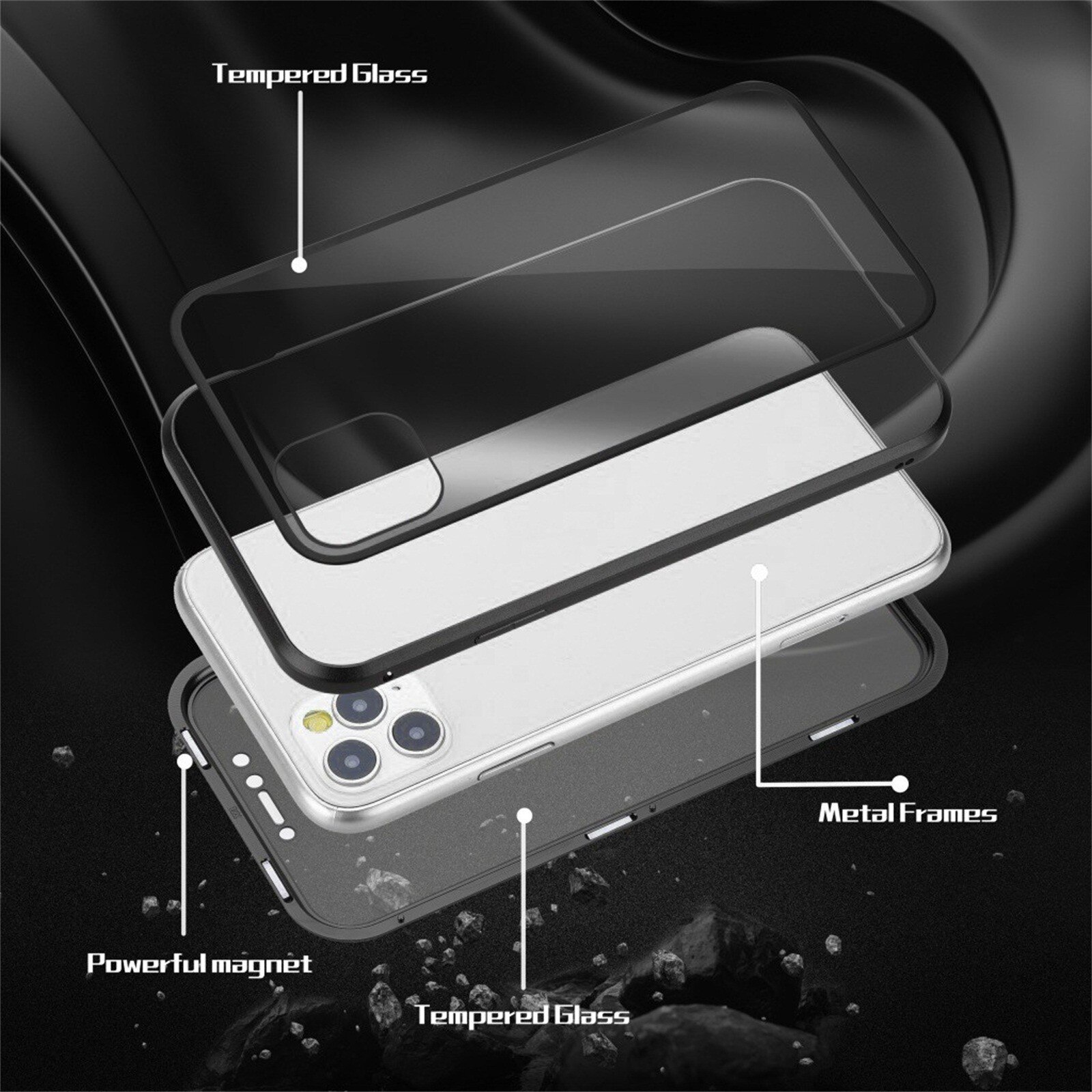 360 ° magnetische adsorption, blickdichter sichtschutz, doppelte schutzhülle für iphone 12/12 pro