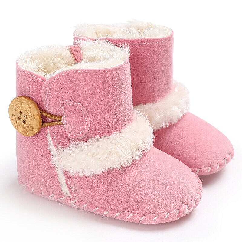 Winter Baby Jongen Meisje Laarzen Schoenen 6 Kleuren Sneeuw Half Laarzen Baby Kids Soft Antislip Warm katoenen Schoenen: Roze / 0-6 months