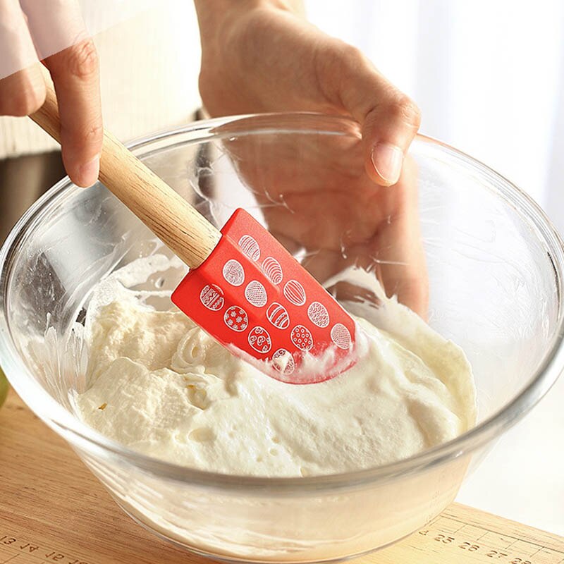 3Pcs/Set Kitchen Supplies Cookie Pastry Scraper Wooden Handle for Butter Cooking S/L Food Grade Silicone Baking Tools