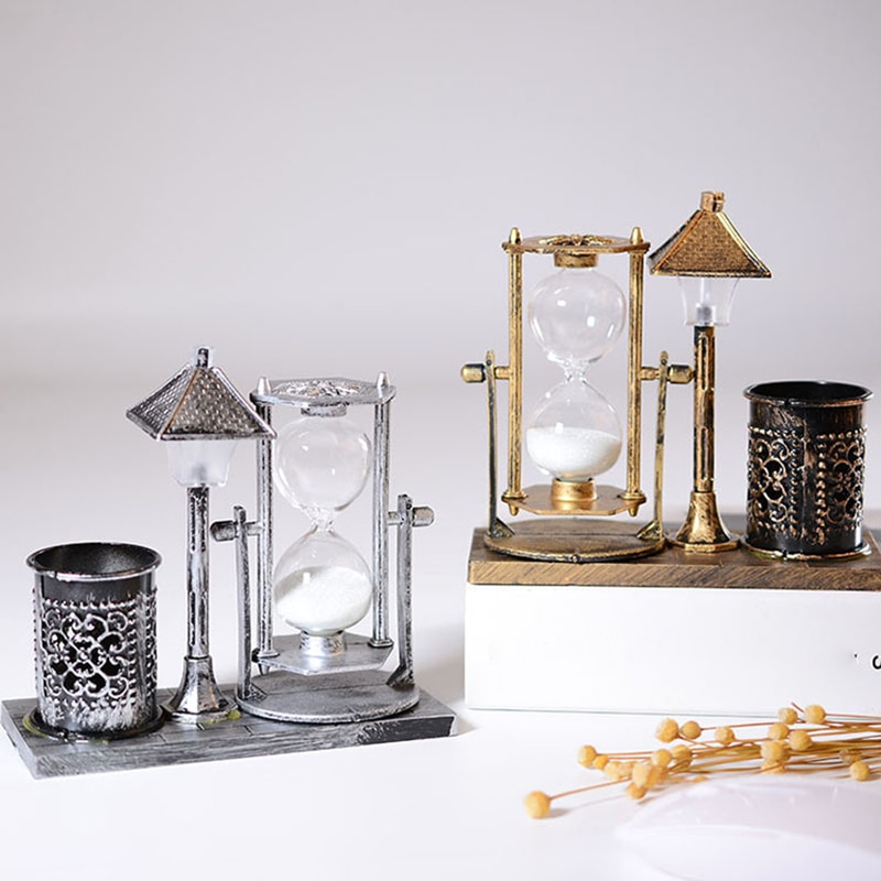 Sandglas ornamen antik kviksand gade lampe pen holder studerende hvid timeglas dobbelt farve natlys