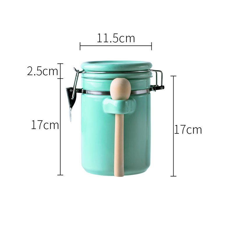 Keramik Verschlossenen Dosen Mit Deckel Löffel Solide Tee Kaffee Lebensmittel Lagerung Panzer Manuelle Stil Küche Lagerung Glasglas Dekorative Können ZL341: Blau XL