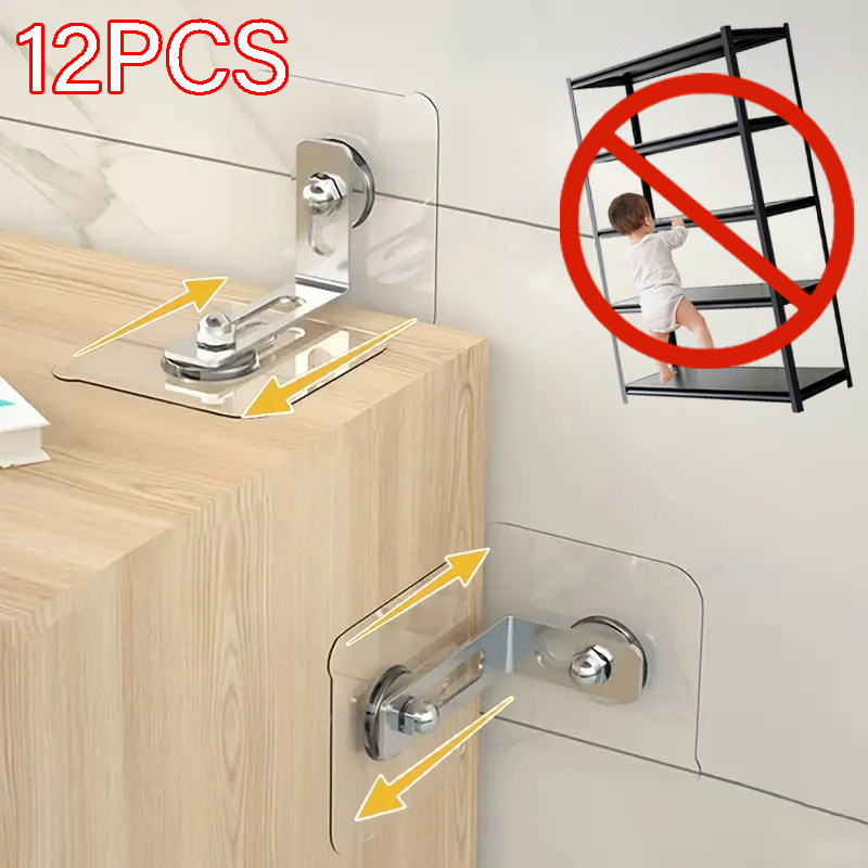 Anclajes para muebles, dispositivo fijo autoadhesivo fuerte para evitar el desempañamiento, sin perforación, seguridad, antiobvoltura, anclajes de hebilla para gabinete