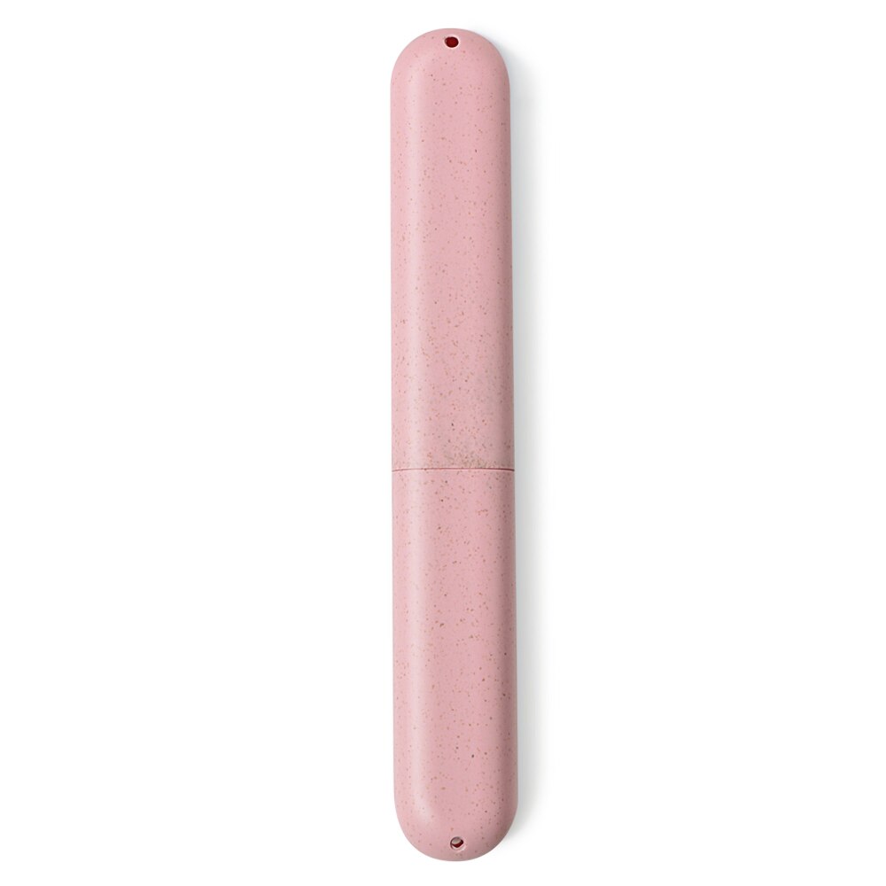 1pc Portable Travel Toothbrush Box Toothbrush Tube Cover Case Dustproof Wheat Straw Health Tooth Brushes Protector: Pink