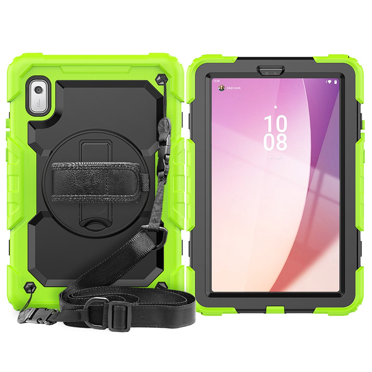 Hand Strap Shoulder Strap Kickstand Rugged Case For 9 Inch Lenovo Tab M9/K9 (TB-310FU, Released) built-in Screen Protector: Champagne