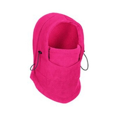 Warm Cap Winter Men Women Hats Waterproof Thermal Fleece Balaclava Hat Hooded Neck Warmer Hiking Scarves: dark pink