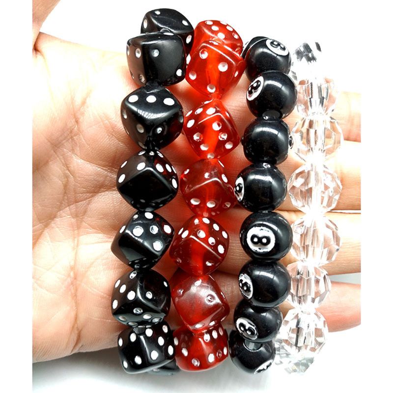 Colorful Acrylic Dice Beads Stretch Bracelets Funny Game Lucky Dice Bracelets AXYD