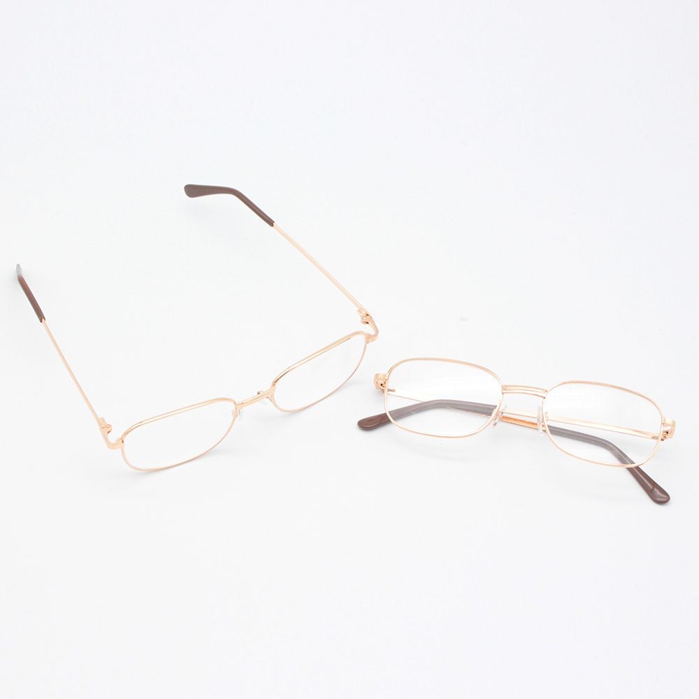 B&Q Men's Square Metal Frame Reading Glasses - Classic Golden Readers (Polycarbonate Lenses)