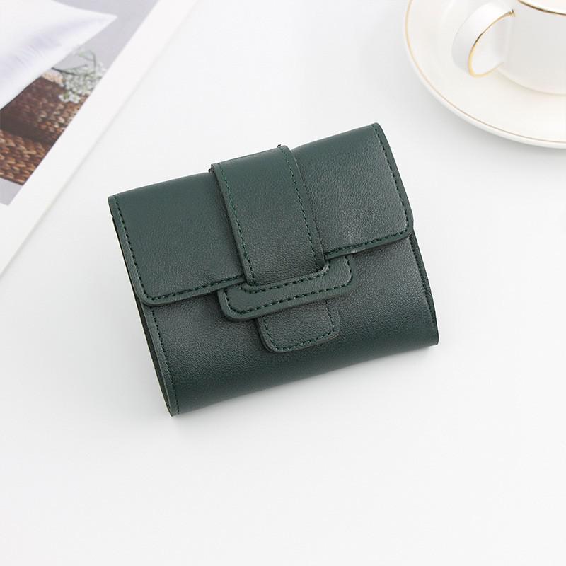 Women's Three- Folding Short Wallets Lovely Candy Color Female Coin Purse Casual Pu Leather Card Holder Slim Hasp Clutch: Green