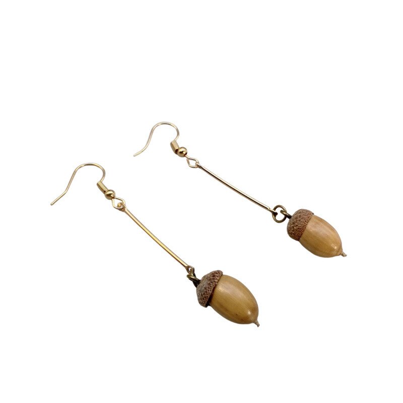 Nature Inspired Natural Acorn &amp; Pinecone Dangled Earrings Oak Tree Handmade Woodland Jewellery Autumn Botanical Earrings