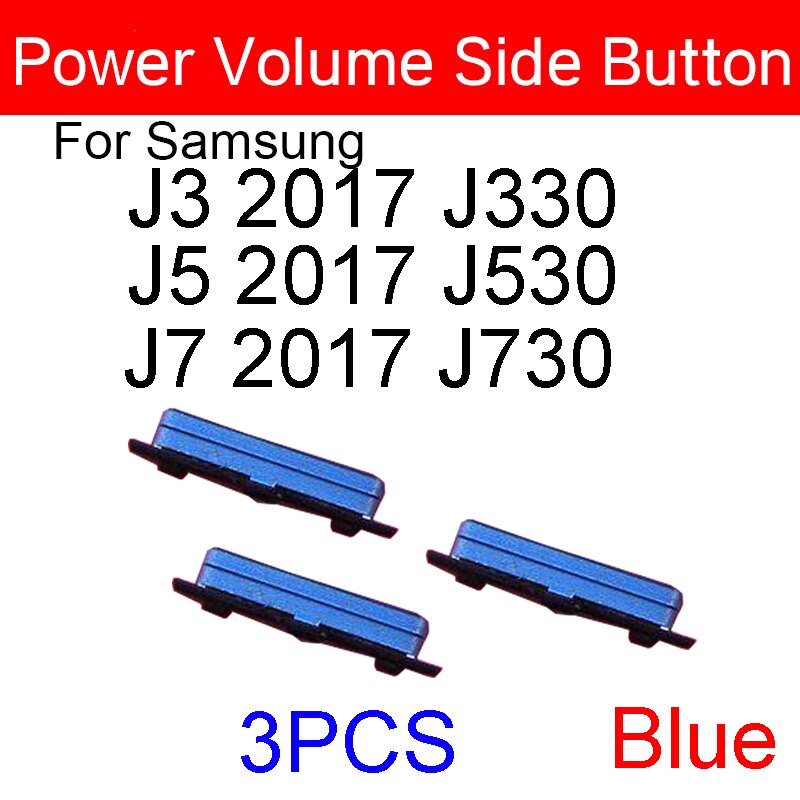 Lot de 3 boutons latéraux de Volume et d'alimentation, pour Samsung Galaxy J3 J5 J7 J330 J330F J530 J530F J730 J730F: Blue