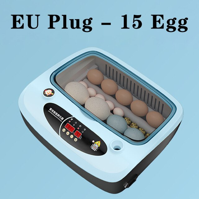 15 Egg Incubator Fully Automatic Hatching Machine Coop Poultry Farm Chicken Goose Duck Quail Eggs Incubator Bird Feeder Hatcher: EU-15 Egg