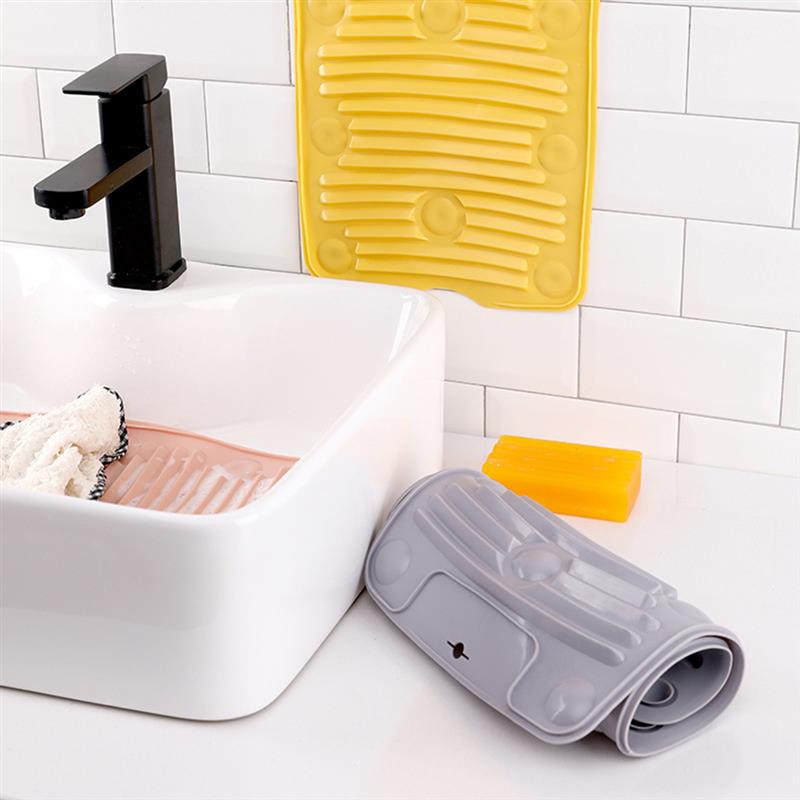 Lavadero de silicona Mini plegable Tabla de lavar hogar multifunción mano Tabla de lavar para ropa, fregonas